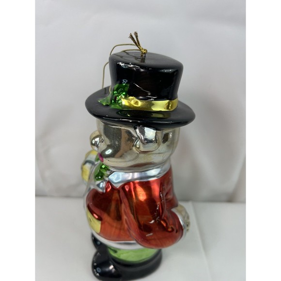 Extra Large 9" Top Hat Teddy Bear Suit and Tie Mercury Glass Christmas Ornament - Picture 9 of 11